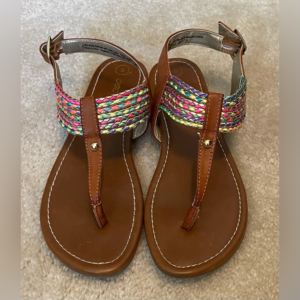 Cherokee Sandals - Multi Color and Brown - Thong - Size 5